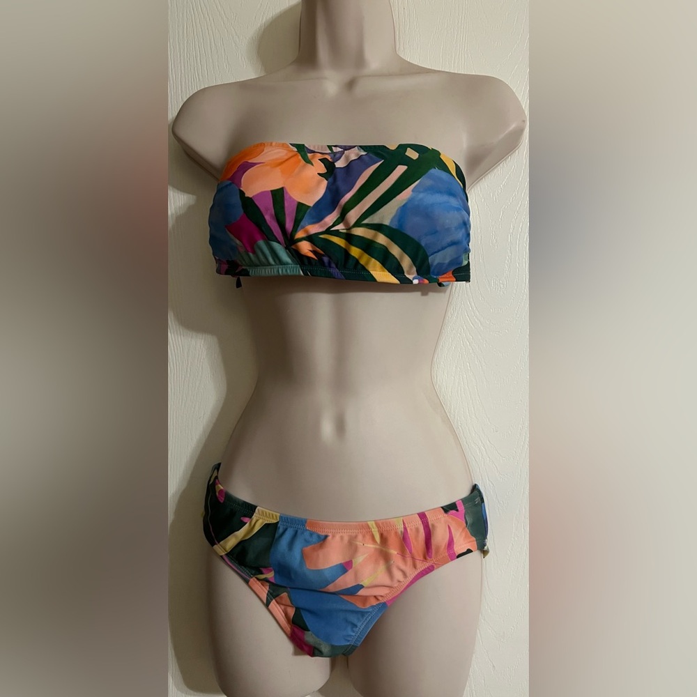 Tropical Print Bandeau Bikini
